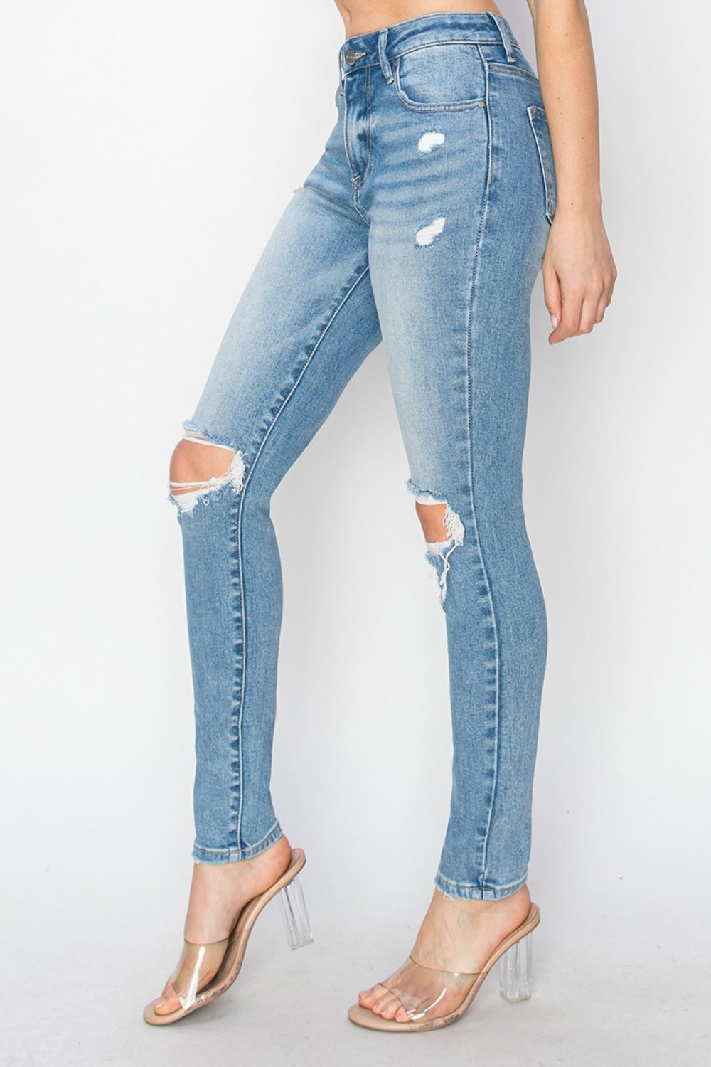 Risen High Rise Distressed Skinny Jeans - JH2 DESIGNS