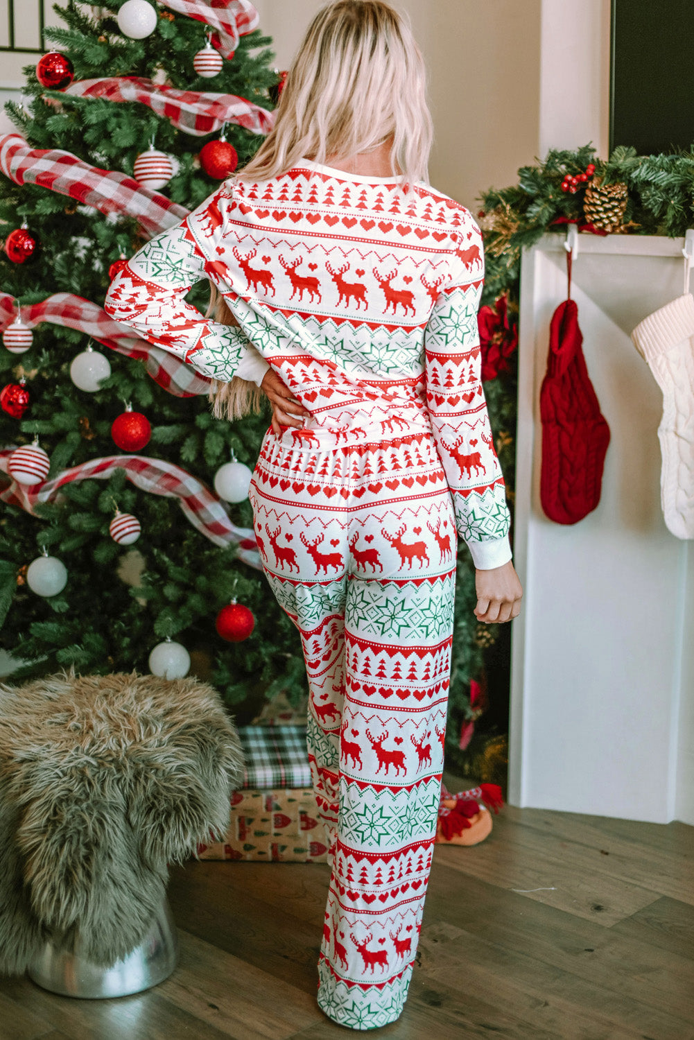 Round Neck Christmas Lounge Set