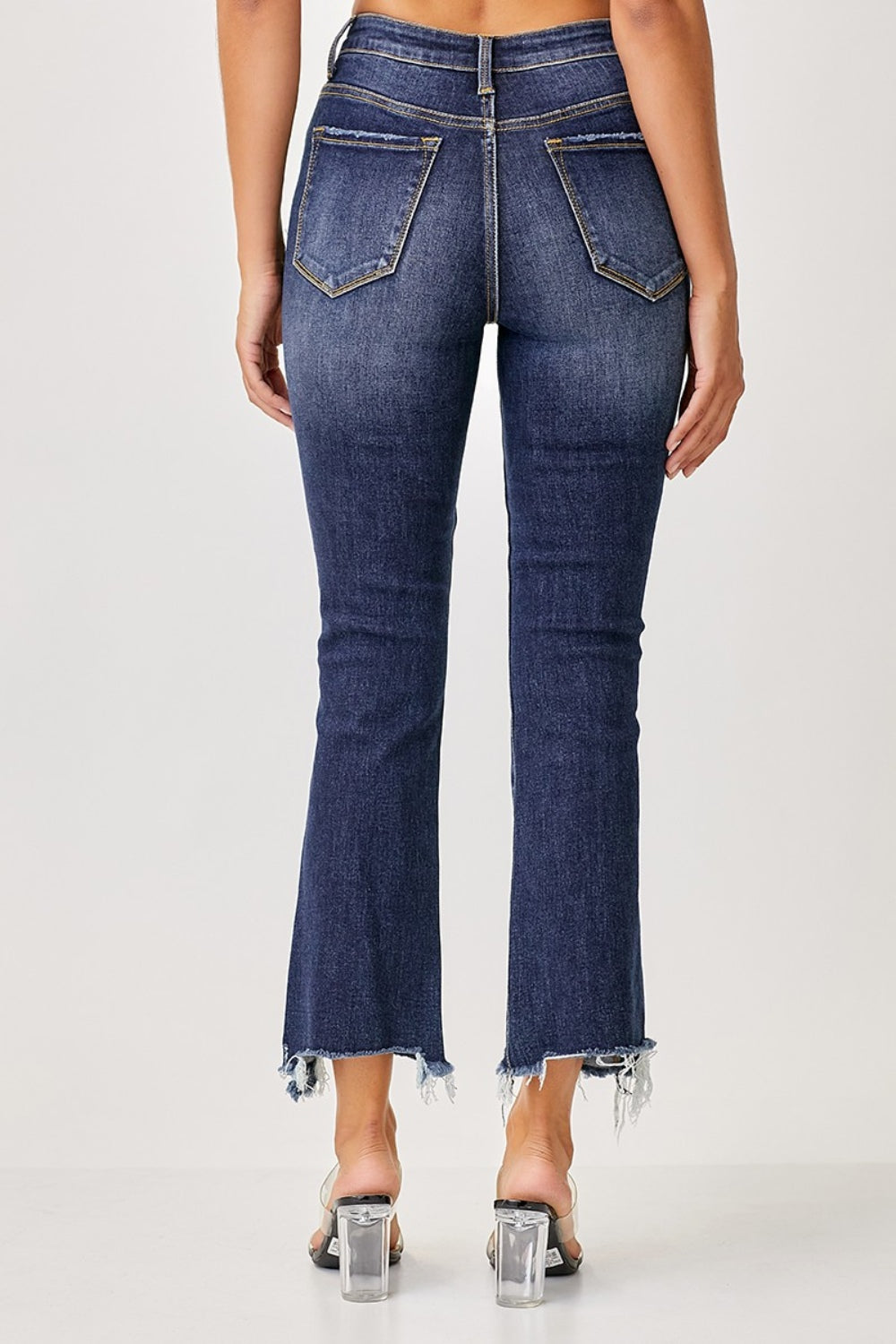 Risen Frayed Hem Cropped Straight Jeans - JH2 DESIGNS