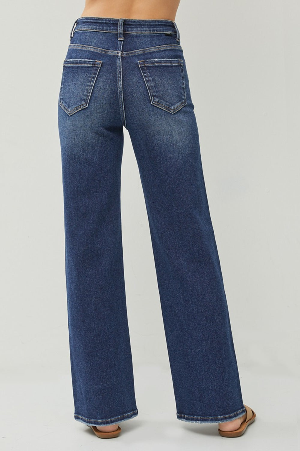 RISEN High Rise Distressed Wide Leg Jeans - JH2 DESIGNS