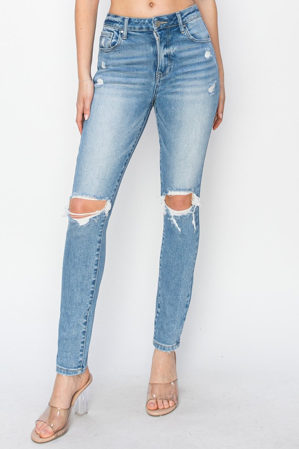 Risen High Rise Distressed Skinny Jeans - JH2 DESIGNS