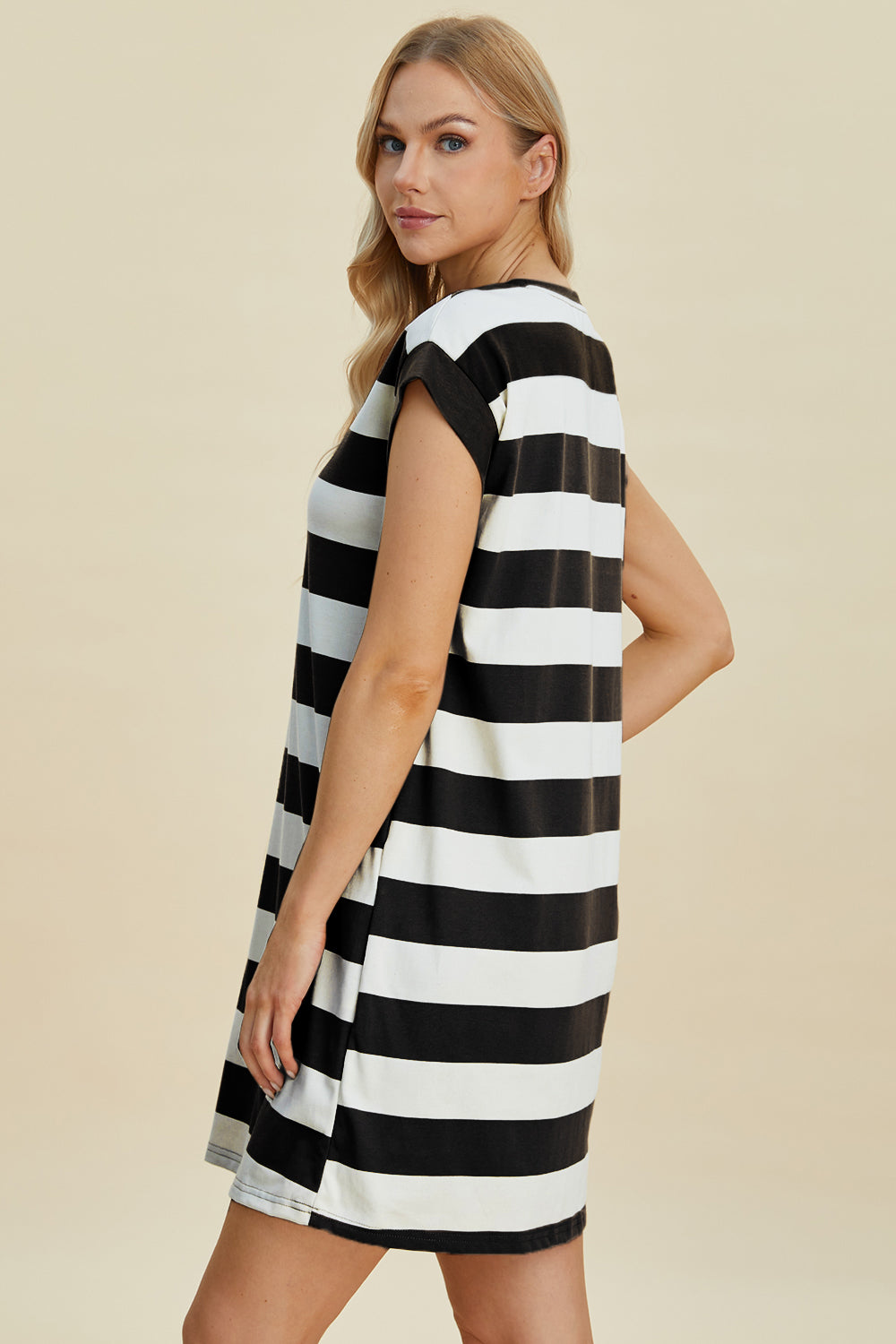 Basic Bae Striped Round Mini Dress