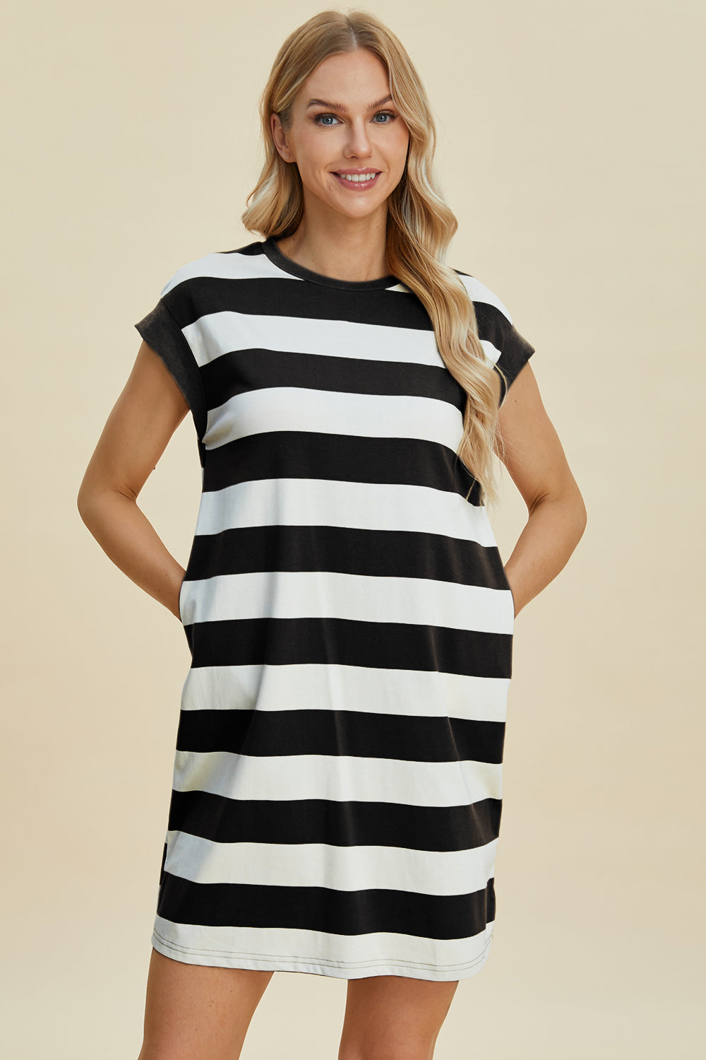 Basic Bae Striped Round Mini Dress