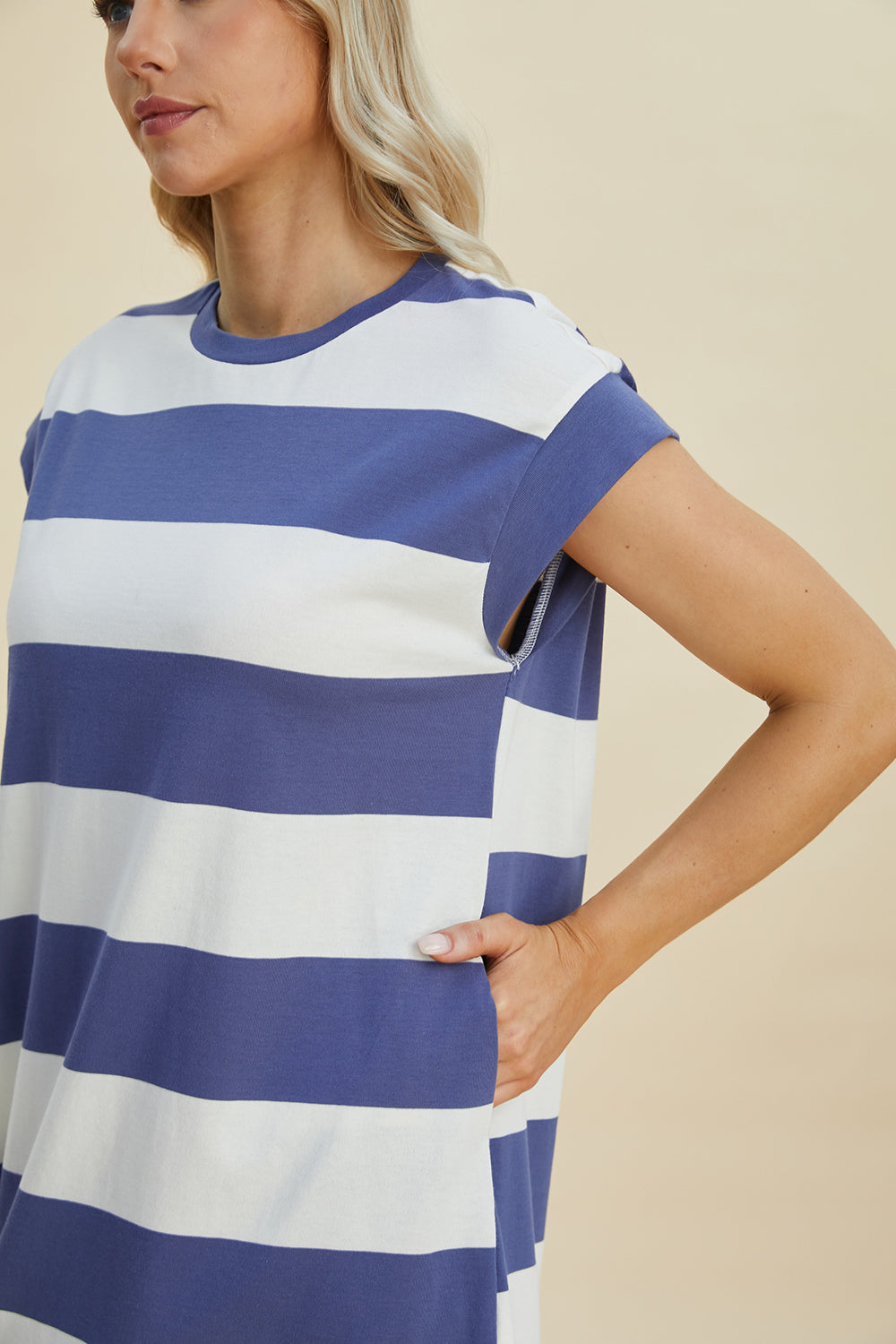Basic Bae Striped Round Mini Dress