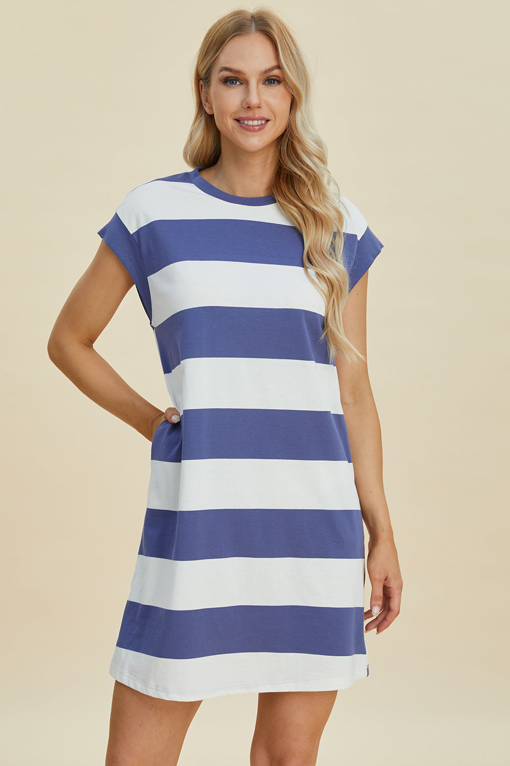 Basic Bae Striped Round Mini Dress