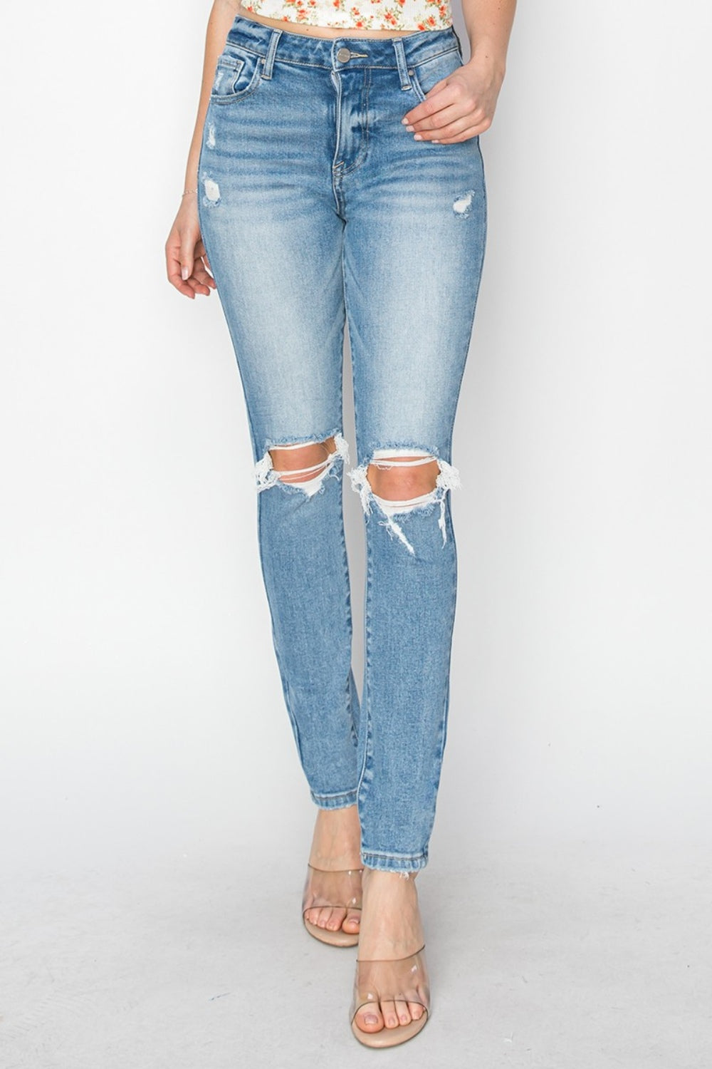 Risen High Rise Distressed Skinny Jeans - JH2 DESIGNS