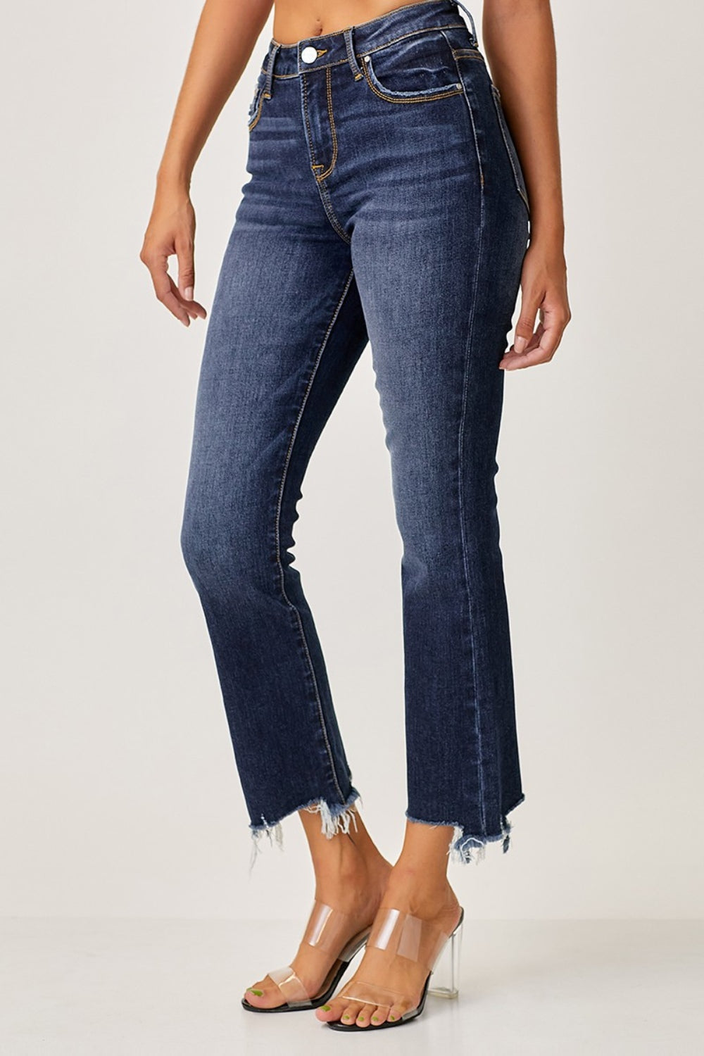Risen Frayed Hem Cropped Straight Jeans - JH2 DESIGNS