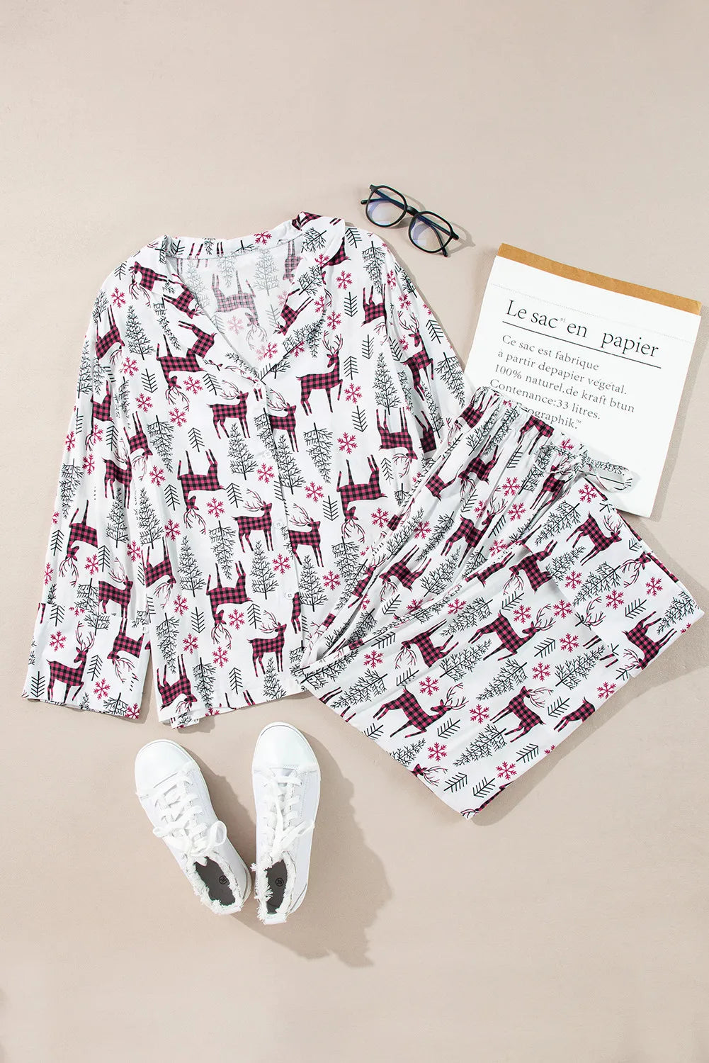 Printed Drawstring Pajama Set