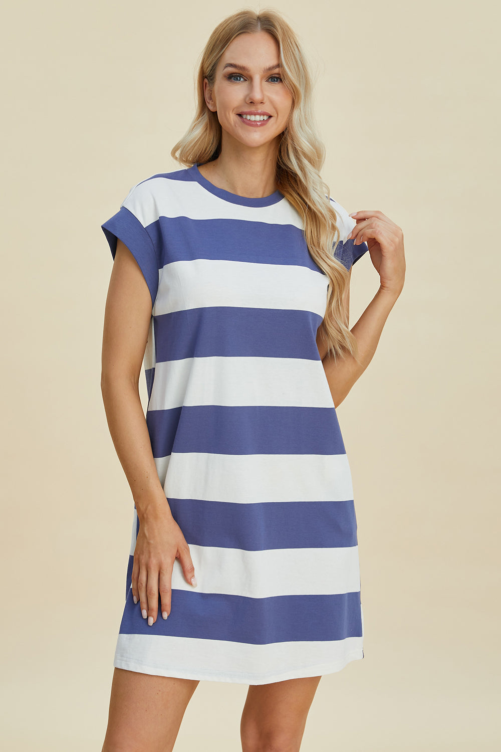 Basic Bae Striped Round Mini Dress