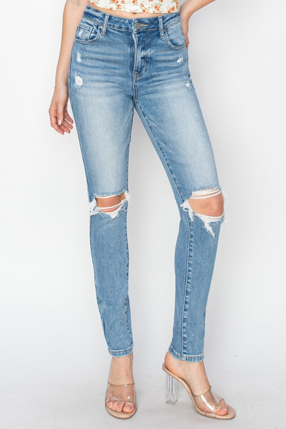 Risen High Rise Distressed Skinny Jeans - JH2 DESIGNS