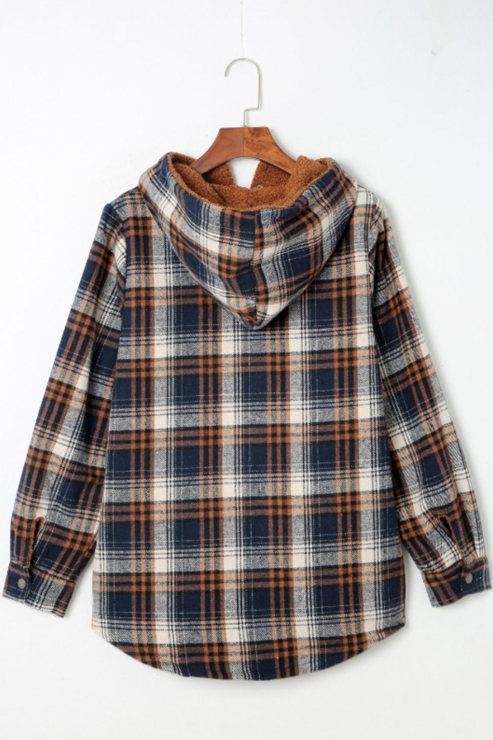 Plaid Button Up Long Sleeve Hooded Jacket - JH2 DESIGNS