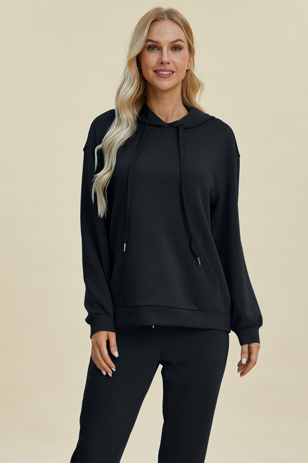 Basic Bae Drawstring Long Sleeve Hoodie