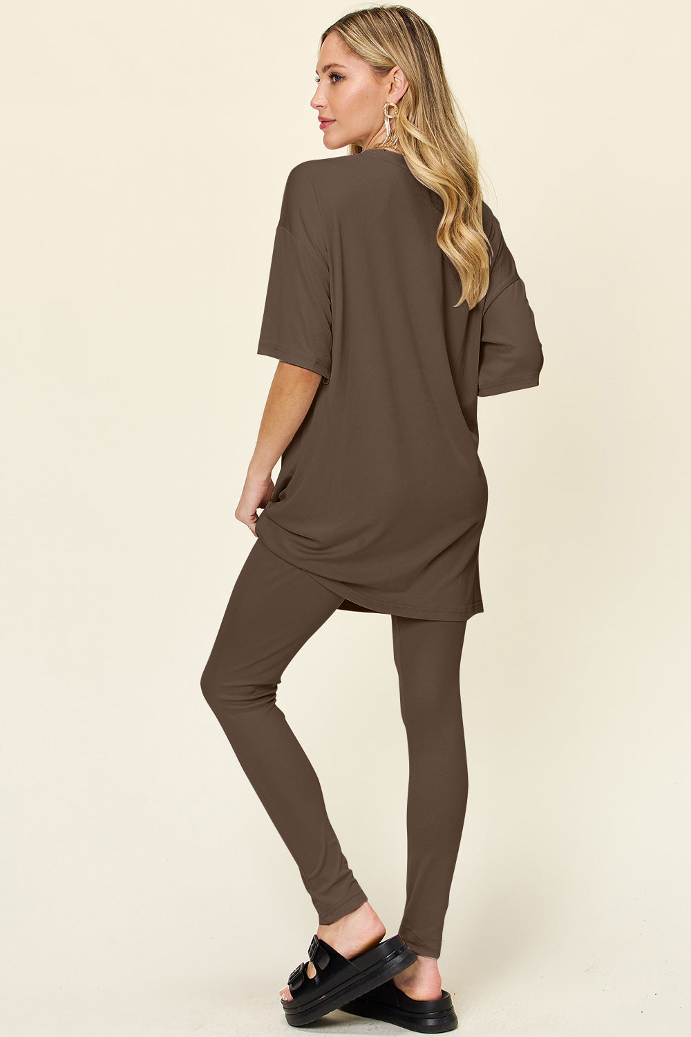 Double Take Round Neck T-Shirt and Leggings Set