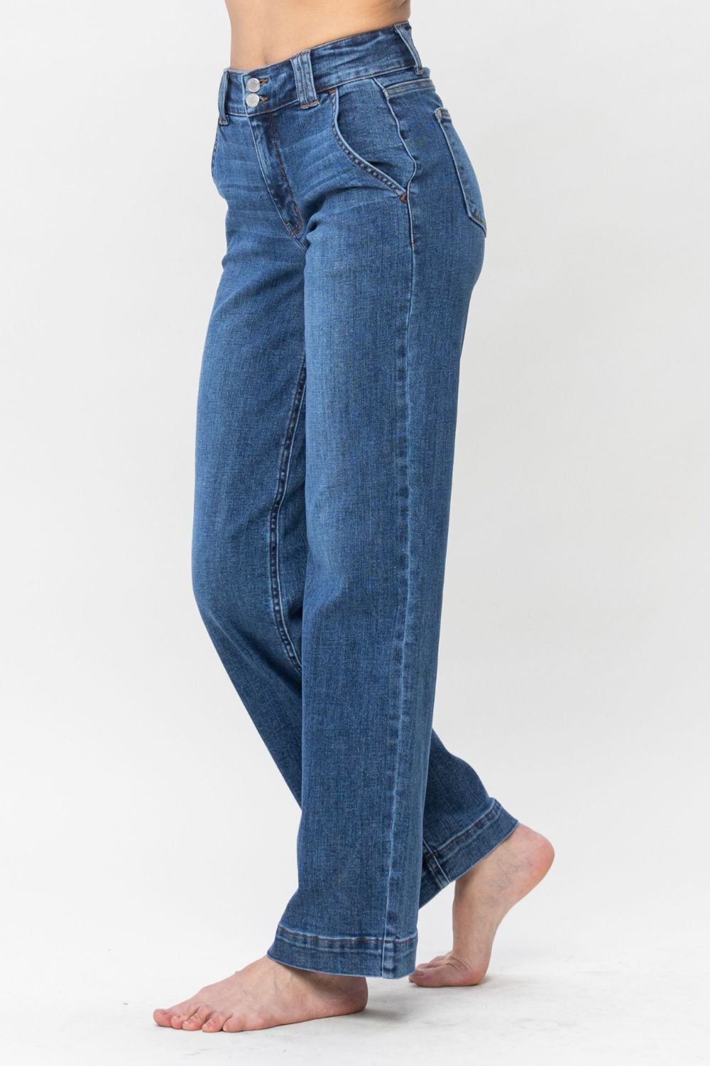 Judy Blue Double Button Wide Leg Jeans - JH2 DESIGNS