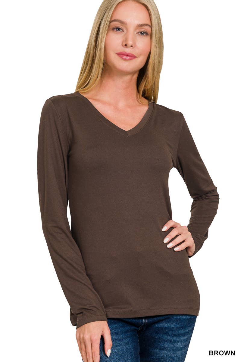 SI-24850 BRUSHED MICROFIBER LONG SLEEVE V-NECK TEE - JH2 DESIGNS