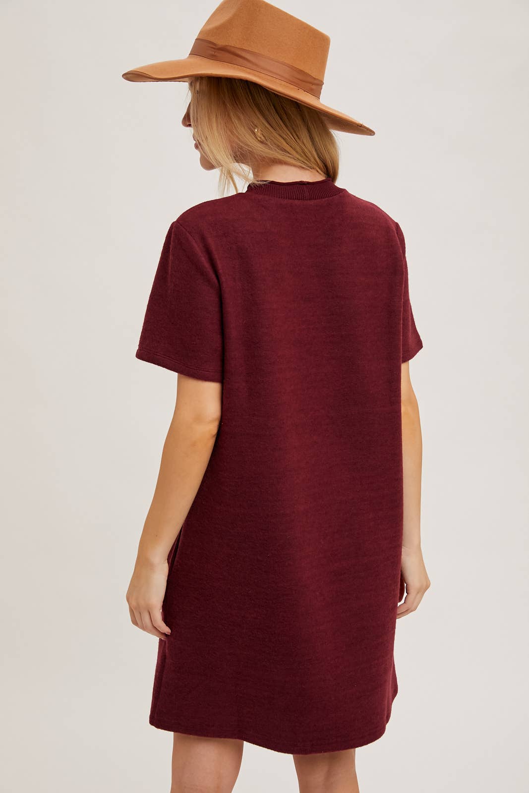 Bluivy Burgundy T-Shirt Dress Back