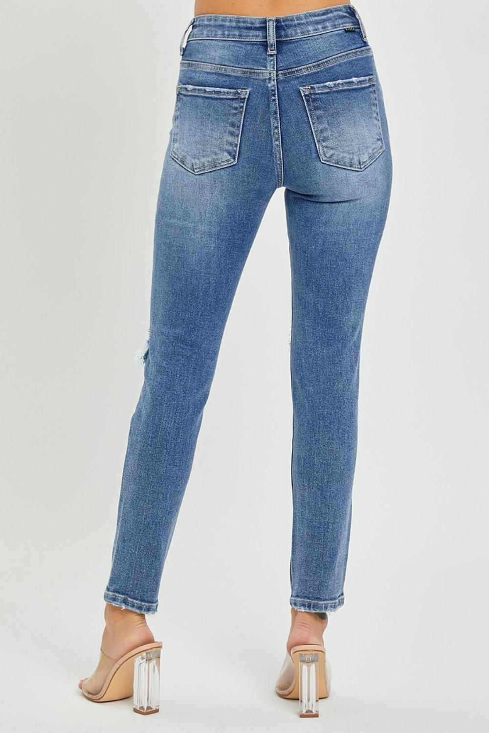 Risen High Rise Distressed Skinny Jeans