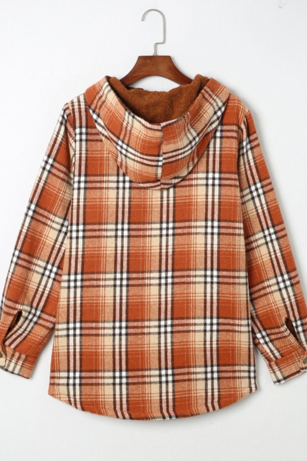 Plaid Button Up Long Sleeve Hooded Jacket - JH2 DESIGNS