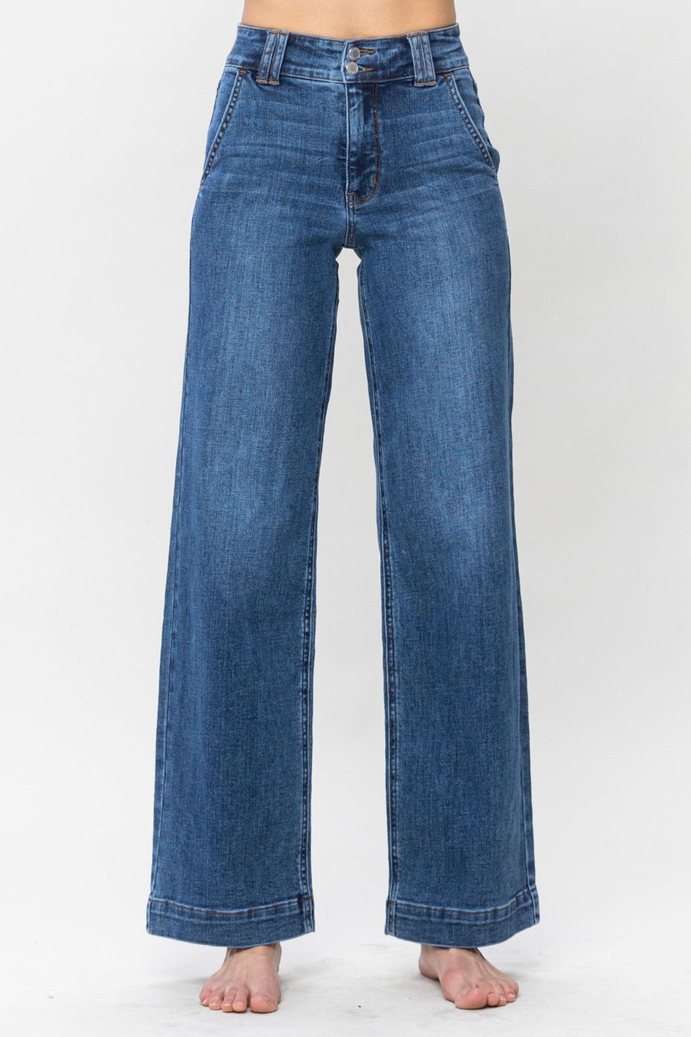 Judy Blue Double Button Wide Leg Jeans - JH2 DESIGNS