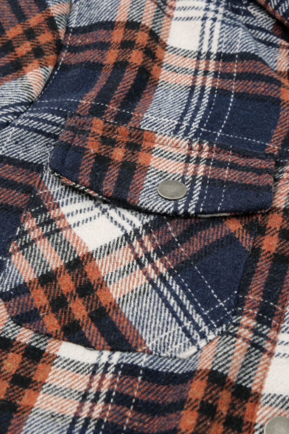 Plaid Button Up Long Sleeve Hooded Jacket - JH2 DESIGNS