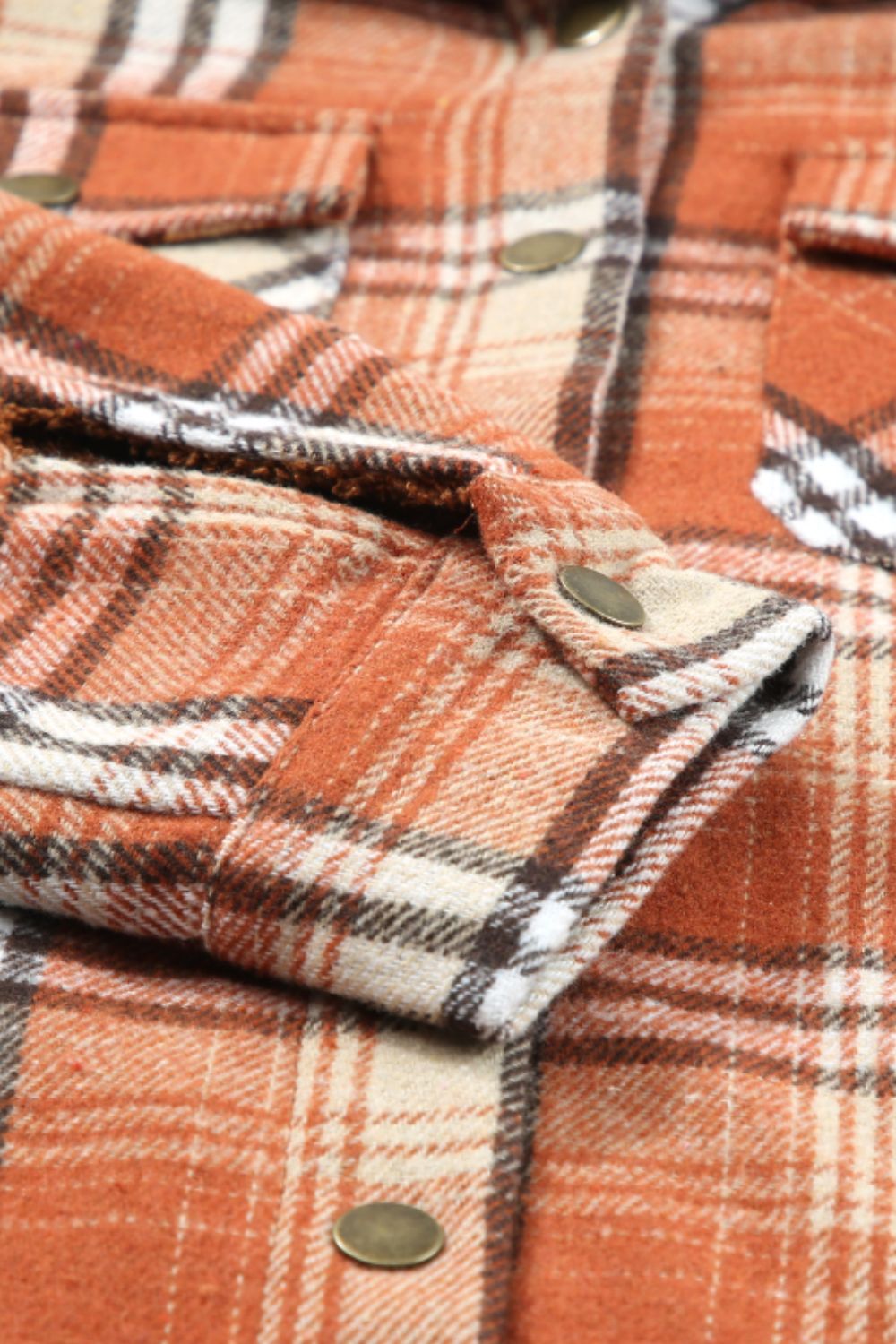 Plaid Button Up Long Sleeve Hooded Jacket - JH2 DESIGNS