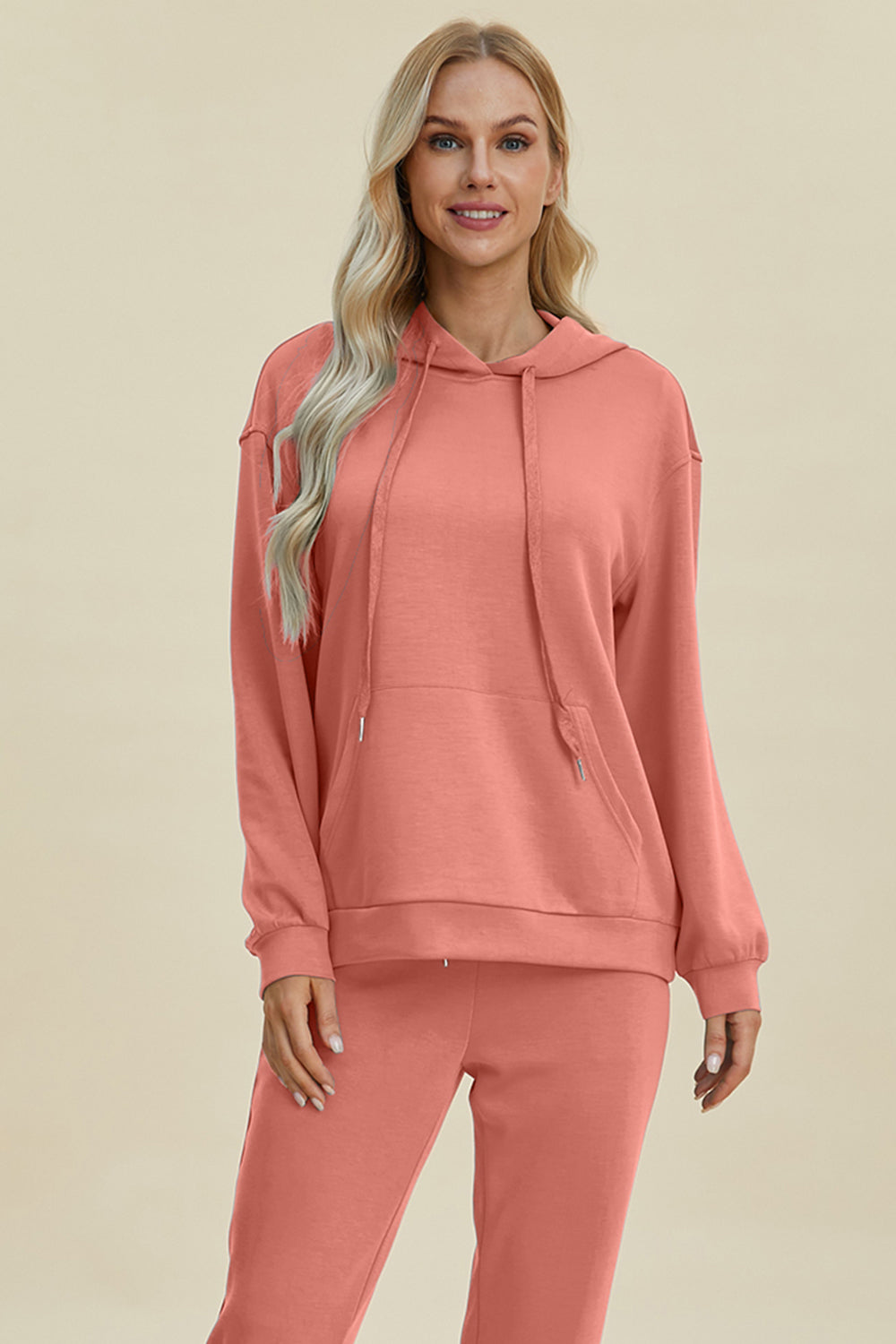 Basic Bae Drawstring Long Sleeve Hoodie