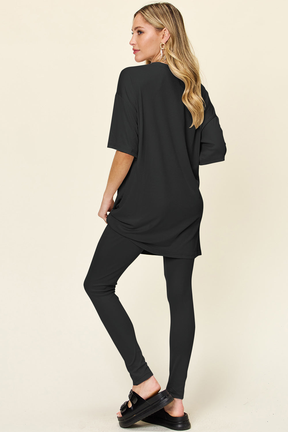 Double Take Round Neck T-Shirt and Leggings Set